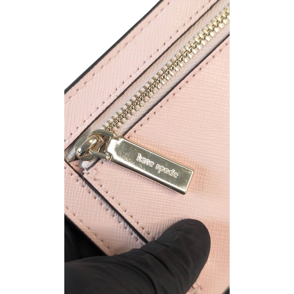 Kate Spade New York Long Wallet Bifold Saffiano Leather Pink Pastel Gold Tone - Picture 9 of 12